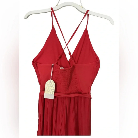 Beyond Words red pleeted jumpsuit sz XS NWT #001 - Picture 3 of 3